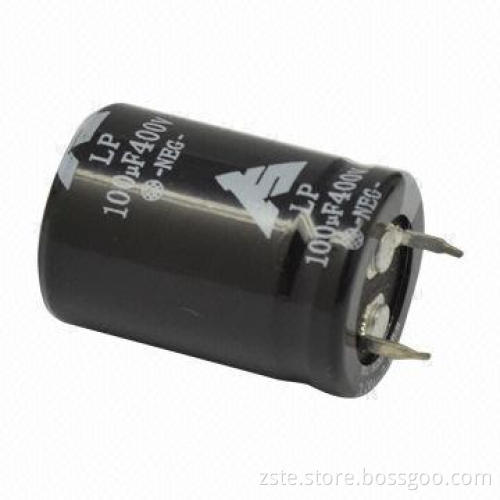 Snap-in E-cap/Aluminum Electrolytic Capacitor with 400V Rated Voltage, 100uf Capacitance